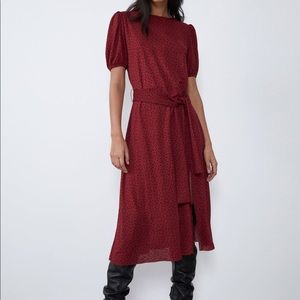 Printed dotted midi dress